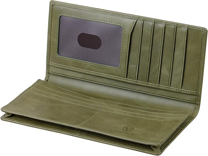 VISOUL Mens Long Bifold Checkbook Wallets Genuine Leather, Tall Checkbook RFID - Image 2