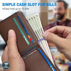 Airtag Wallet for Men, with Cash Pocket 2 ID Window 13 Cards, Slim Leather - Image 4
