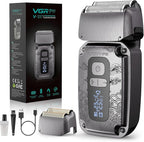 Foil Shaver for Men, Electric Razor for Men Face Beard, Waterproof Cordless Electric Razor for Travel, 4-Speed Setting, USB-C Rechargeable, LED Battery Display, Barber or Home Use (Gray)