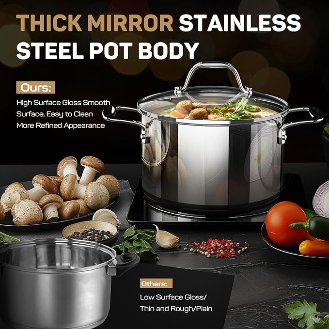 Tri-Ply Stainless Steel Pots and Pans Set 11-PC, 18/10 Stainless Steel - Image 5