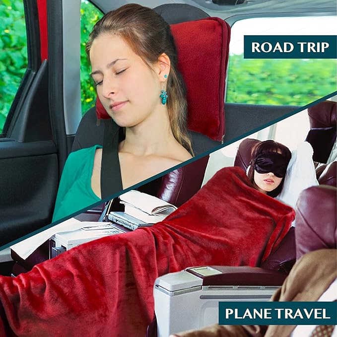 PAVILIA Travel Blanket Pillow, Soft Airplane Blanket 2-in-1 Combo Set, Plane - Image 5