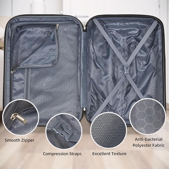 LARVENDER Luggage Sets 5 Piece Hardside Expandable Suitcase - Image 5