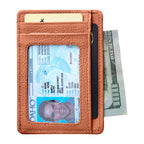 LEATHER Handcrafted Front Pocket Credit Card Holder with RIFD Blocking (Sandstone Tan)