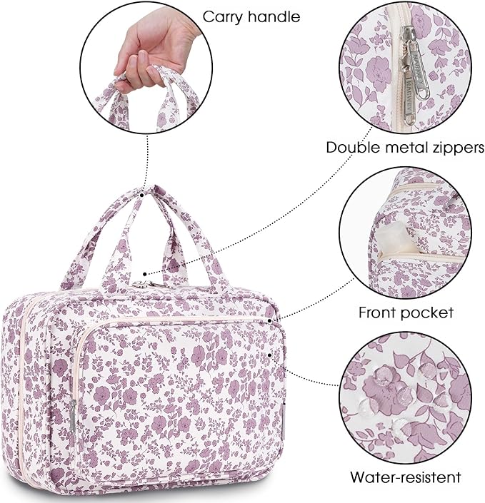 Travel Toiletry Bag for Women Large Hanging Makeup Bag Organizer Toiletries Bag - Image 5