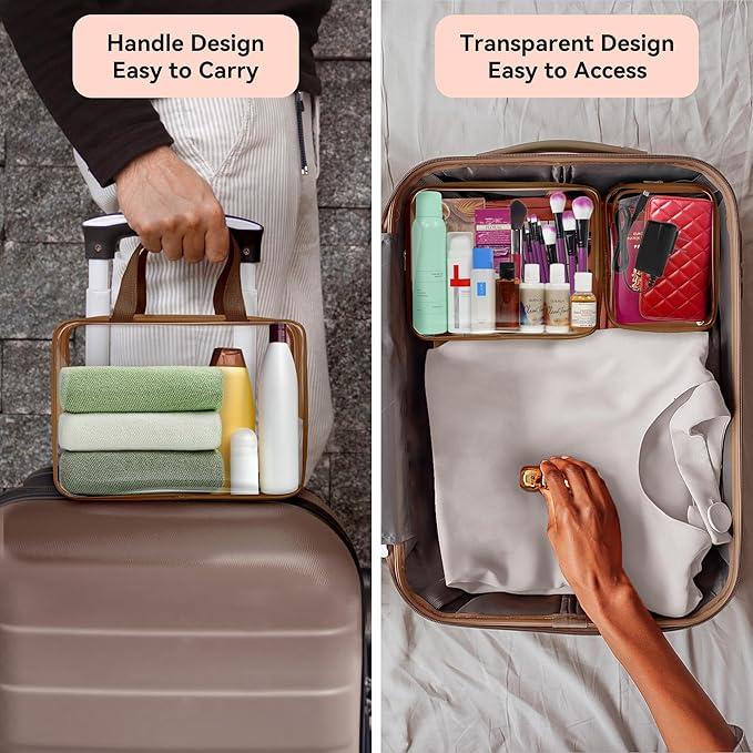 TISRATOK 10 PCS Clear Travel Makeup Toiletry Bag, Plastic PVC Cosmetic TSA - Image 4