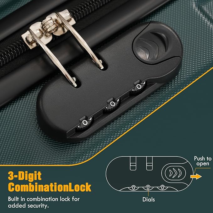 Merax Luggage Sets of 3 Piece Carry on Suitcase Airline Approved, Hardcase - Image 6