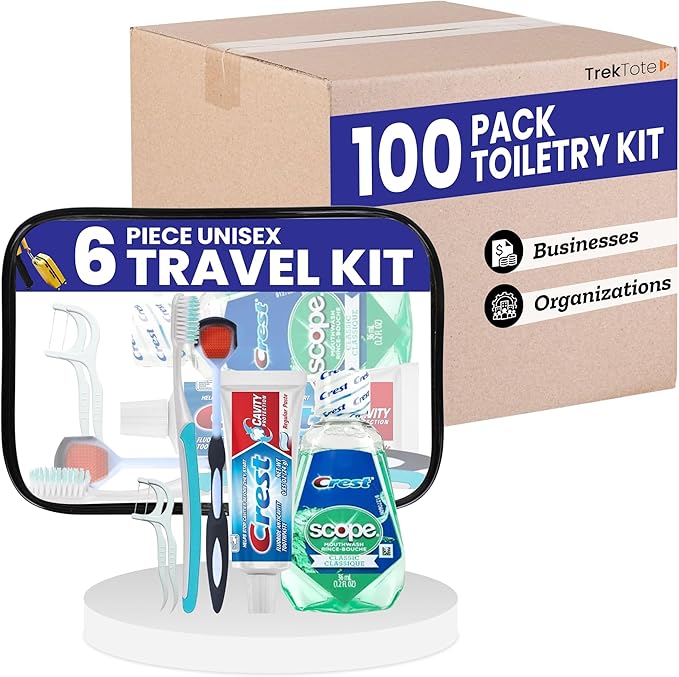 Trektote 6-Piece Travel Size Toothbrush and Toothpaste Set by Trektote