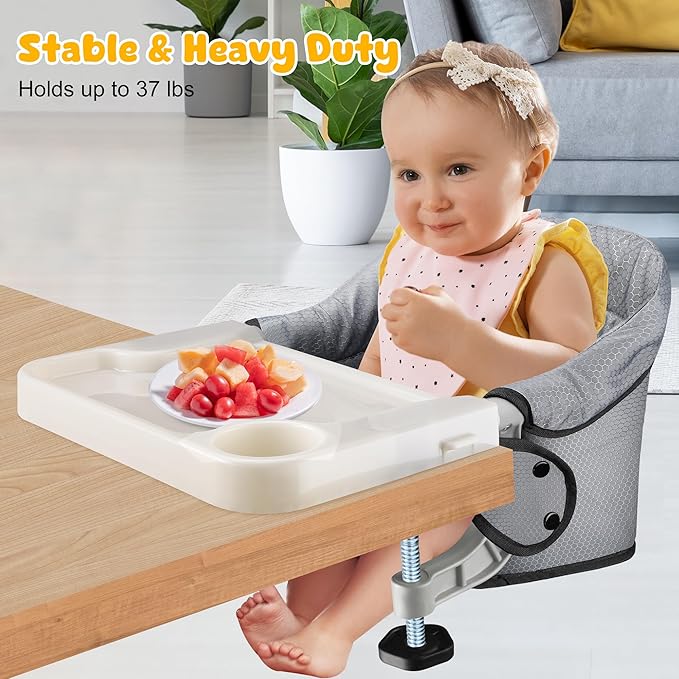 Hook On Chair with Removable Dining Tray, Folding Baby Chair, Portable Table - Image 4