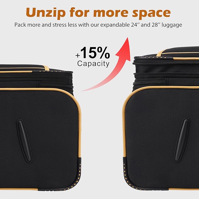 Coolife Luggage 5 Piece Set Suitcase Expandable TSA lock spinner softshell - Image 3