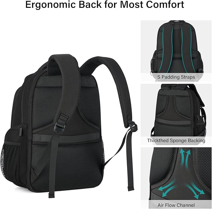 Hanke College Laptop Backpack Multi-Pocket, 18-Inch Large Travel Backpack - Image 7