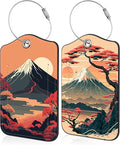 2 Pack Luggage Tag for Suitcase Japanese Mount Fuji and Sea Leather Travel by Unknown