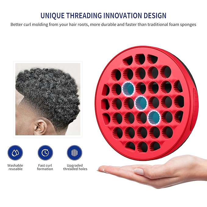 Silicone Curl Brush,Africa Comb,Magic Curly Hair Brush Twist Hair,Afro Pick,Men Women Boys Girls Wave Curler Tool,1 Set (Red)