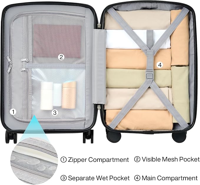 Hanke Hard Shell Luggage Sets 2 Pieces, Carry On and Checked Luggage Sets - Image 6