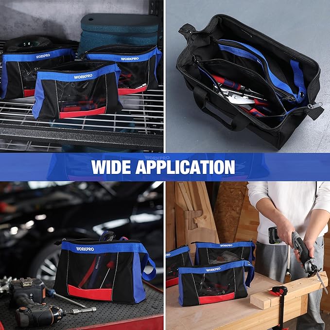 WORKPRO 12" Tool Pouches with Zipper, Heavy-Duty Small Tool Bag, Utility small - Image 6