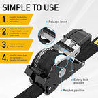AUGO Self-Locking Retractable Ratchet Straps | 4 Heavy Duty Self-Tensioning - Image 5