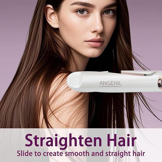 ANGENIL Pro Tourmaline Ceramic Twist Hair Straightener, Dual Voltage Flat Iron Curling Iron in One, Round Flat Iron with Silicone Heat Resistant Mat, LCD Display, 11 Adjustable Temp, 20S Fast Heating