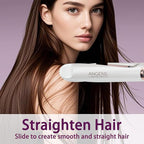 ANGENIL Pro Tourmaline Ceramic Twist Hair Straightener, Dual Voltage Flat Iron Curling Iron in One, Round Flat Iron with Silicone Heat Resistant Mat, LCD Display, 11 Adjustable Temp, 20S Fast Heating