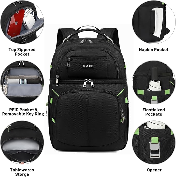 Insulated Cooler Backpack, Double Deck Leakproof Cooler Bag, Insulated Backpack - Image 2