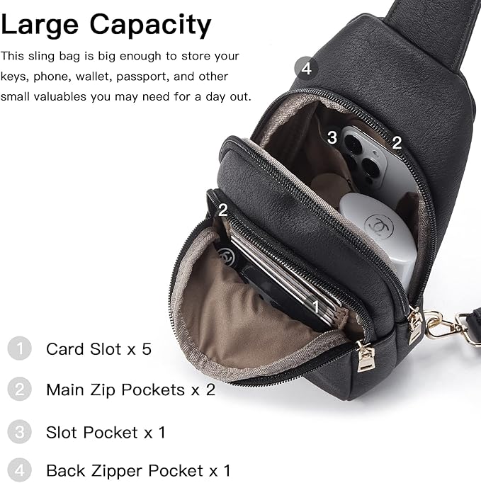 Telena Small Sling Bag for Women Leather Crossbody Fanny Packs Chest Bag for - Image 3