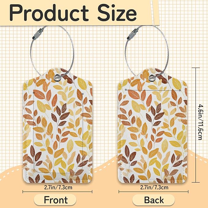 Hello Fall Luggage Tag for Suitcase, Autumn Leaves Design - Image 3