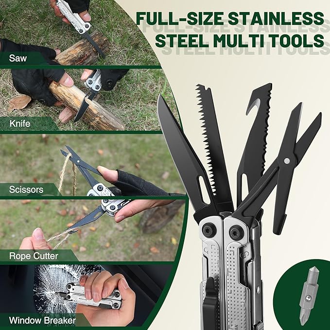 MOSSY OAK Multitool, 20-in-1 Stainless Steel Multi Tool Pliers, Self-locking - Image 5