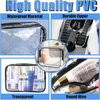 12 Pcs Clear Toiletry Bag PVC Waterproof Zippered PVC Cosmetic Makeup Carry - Image 4