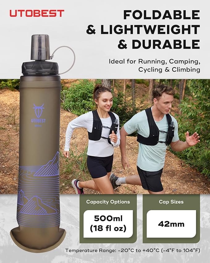 UTOBEST 500ml Soft Flask, 2 Pack Flexible TPU Hydration Water Bottle, - Image 5