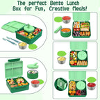 Kids Bento Lunch Box with 8oz Soup Thermo, Kids Leakproof Lunch Food Containers - Image 2