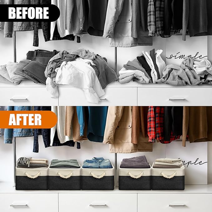 SIMPLE HOUSEWARE Large Fabric Storage Bin, 15.7" x 12" - Image 4