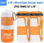 Sfee 2 in 1 Microfiber Travel Towel, Quick Dry Towel Camping Beach Towel Super - Image 2