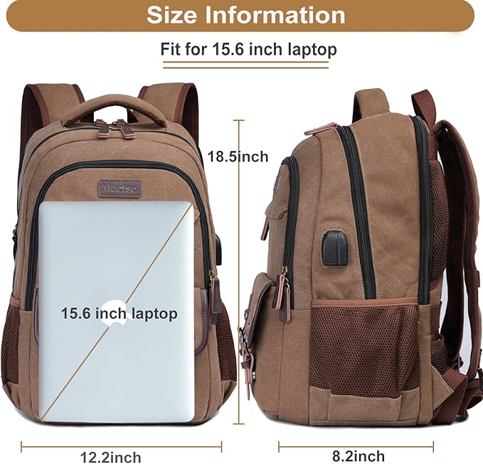 Mactso Canvas Travel Laptop Backpack - Image 5