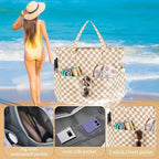LEDAOU Large Beach Tote Bag Women Waterproof Sandproof Zipper Beach Tote Bag - Image 5