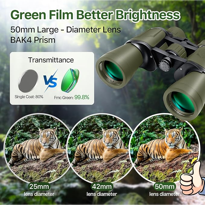 20x50 Hunting Binoculars for Adults High Powered - 28mm Large Eyepiece - Image 3