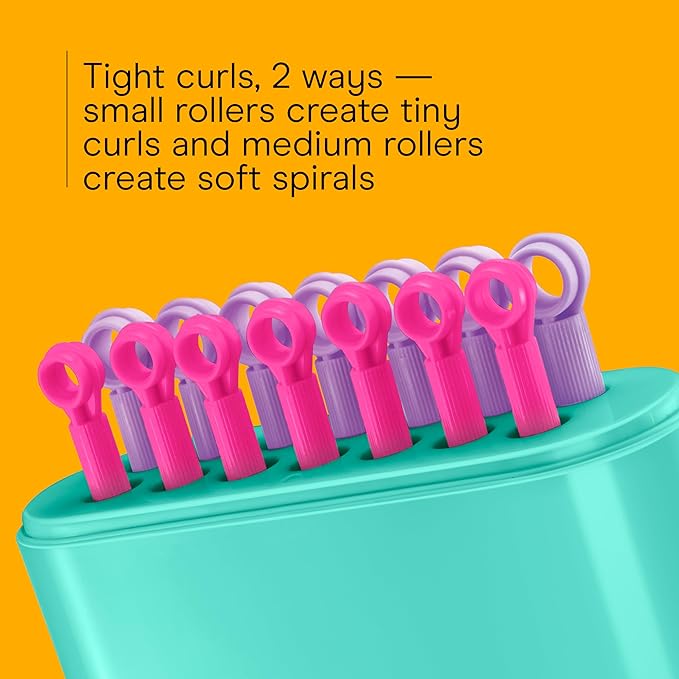 Conair Silicone Hot Rollers for Women, 14 Assorted Hot Sticks Hair Curlers with No Roller Clips Needed, 85-Second Heat-Up, For All Hair Lengths, Green