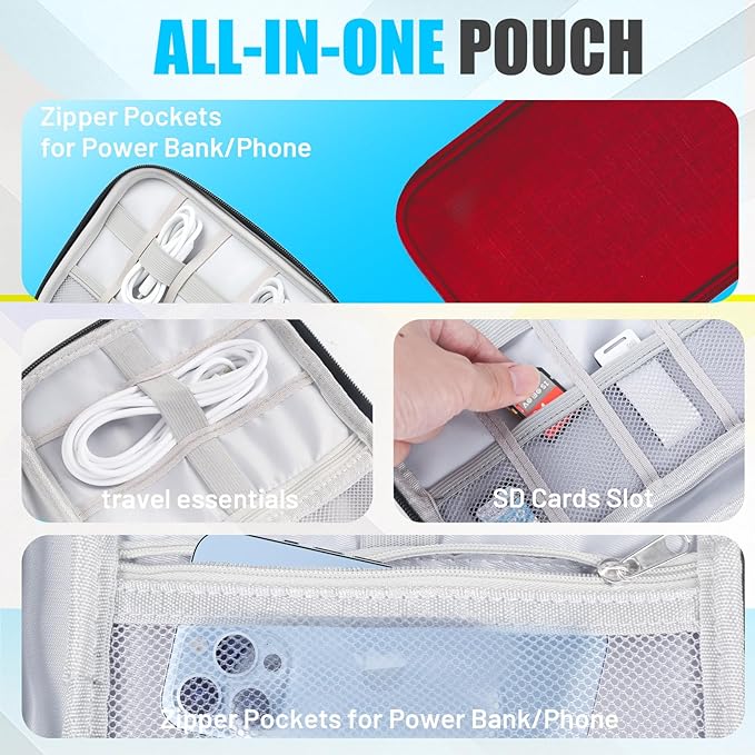 Travel Cable Organizer Bag, Electronics Organizer Tech Pouch - Image 3