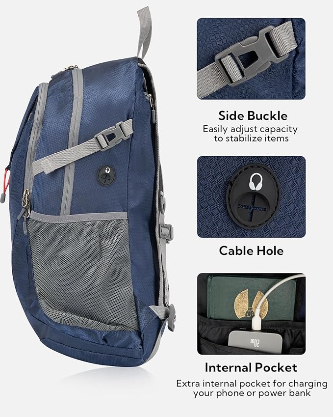 WATERFLY Lightweight Packable Hiking Backpack: 30L Foldable Travel Daypack - Image 4