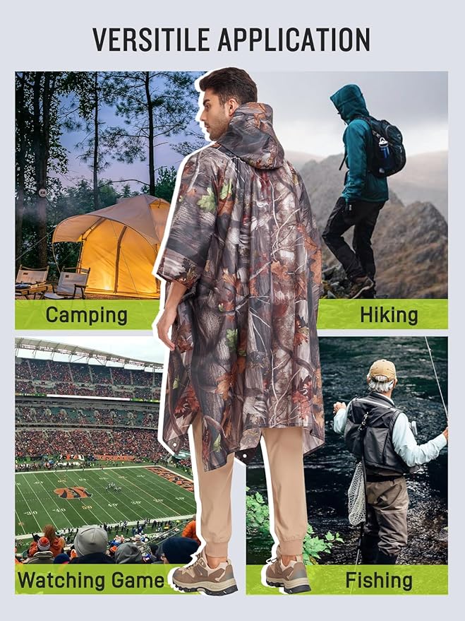 SaphiRose Extra Thick Hooded Rain Poncho Double Layer Waterproof Raincoat Jacket - Image 6