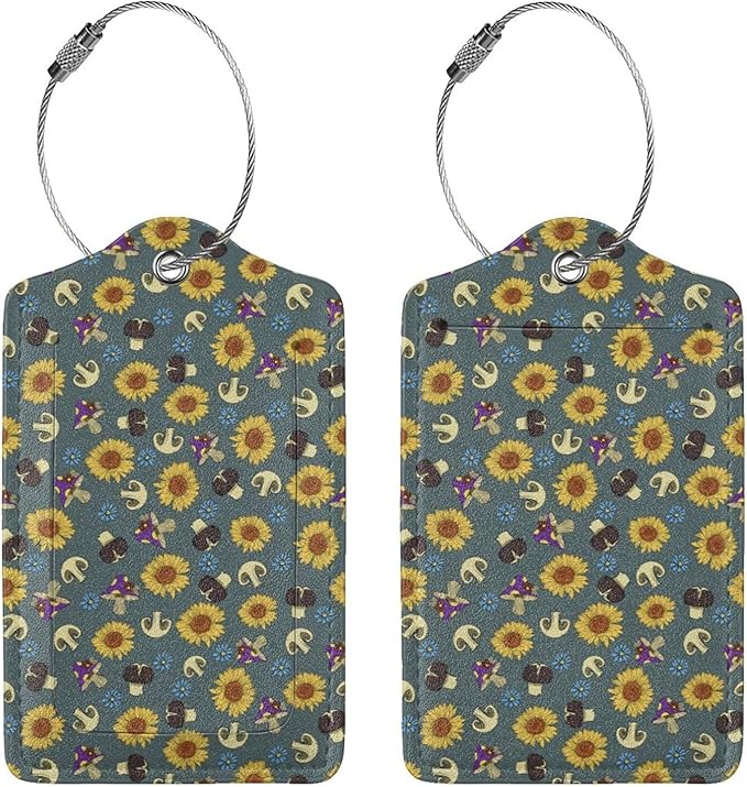 Sewant Mushrooms Leather Luggage Tag - Image 3