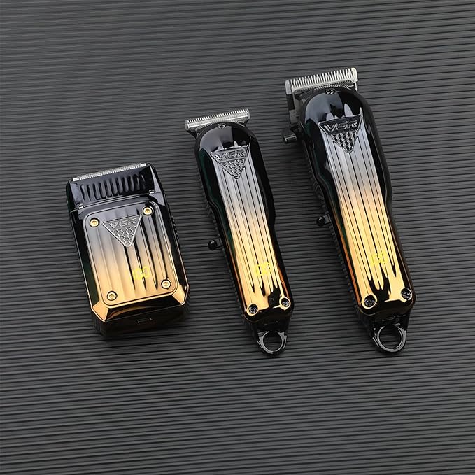 VGR 644 Hair Clippers for Men Professional, Cordless Beard Trimmer & Electric Razor Shavers for Men, Rechargeable 3 Piece Barber Hair Cutting Kit LED Display Men's Grooming Kit