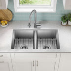 KRAUS Fairlane 33-inch Undermount Double Bowl 18-Gauge Stainless Steel Kitchen - Image 4