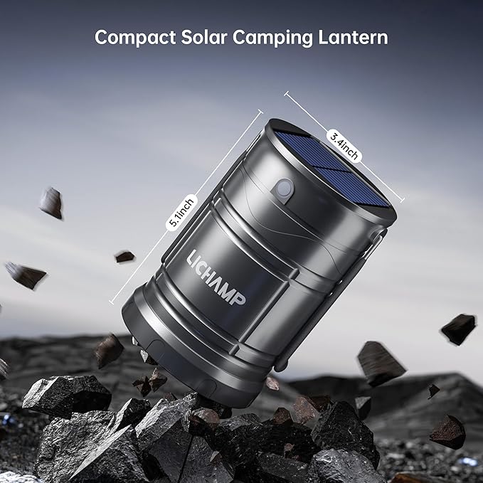 Lichamp 2-Pack Solar Camping Lantern, USB Rechargeable LED Lanterns Battery - Image 5
