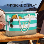 YOOLIFE Large Initial Beach Bag Waterproof Tote Zipper Bag Personalized Gifts - Image 8