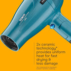 Conair Cord-Keeper Dryer with Folding Handle and Retractable Cord, 1875W Travel Hair Dryer, Ionic Technology, Teal