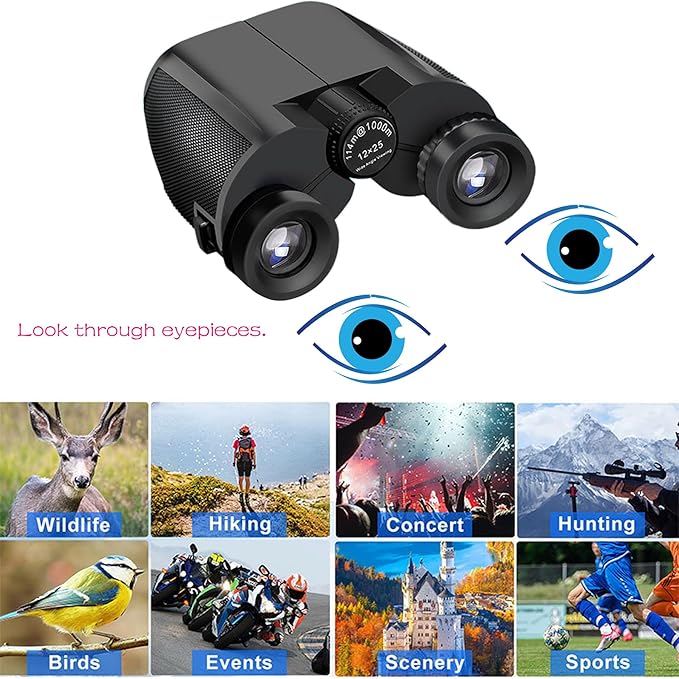 12x25 Compact Binoculars for Adults & Kids, High Powered Lightweight Waterproof - Image 5