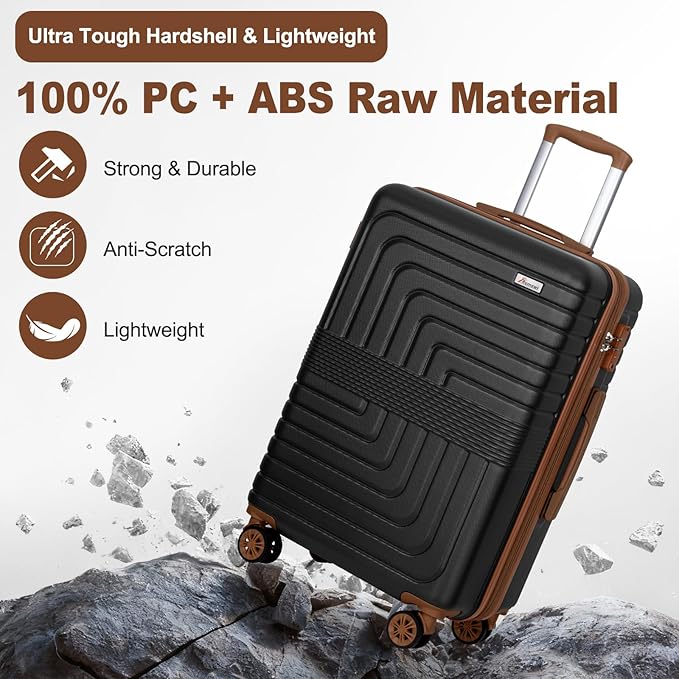 Romswi Luggage Sets 3 Piece Expandable PC+ABS Suitcases, Durable Hardshell - Image 3