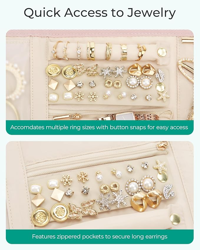 BAGSMART Travel Jewelry Case Organizer, Roll Foldable Jewelry Case - Image 4
