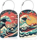 Japanese Style Ocean Wave Sun Leather Luggage Tag by Unknown