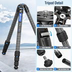 58" Carbon Fiber Tripod, Lightweight Travel Compact Tripod - Image 6