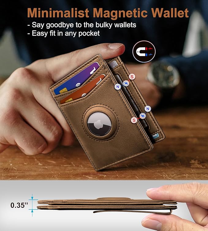 Airtag Wallet for Men- with Money Clip Gift Boxed, Magnetic Closure Slim - Image 4