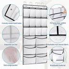 2 Packs Over the Door Shoe Organizer, 36 Large Mesh Pockets Hanging Shoe Boots - Image 3